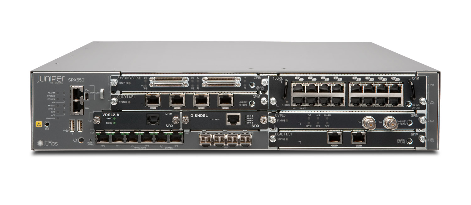 A Juniper SRX550-M-SYS-JE-AC Services Gateway